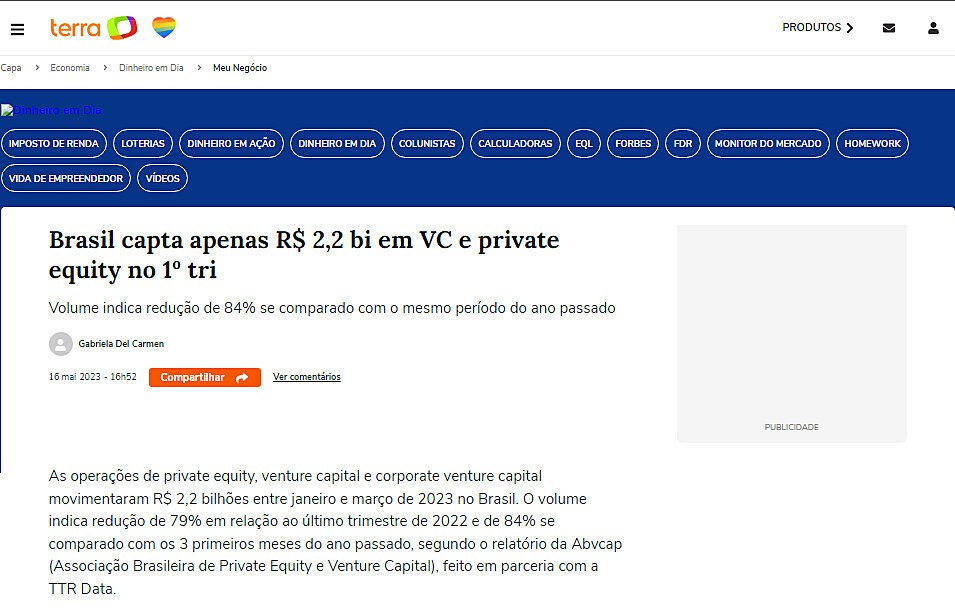 Brasil capta apenas R$ 2,2 bi em VC e private equity no 1 tri